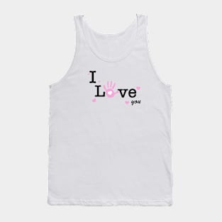 I love you text. Baby hand print with heart Tank Top